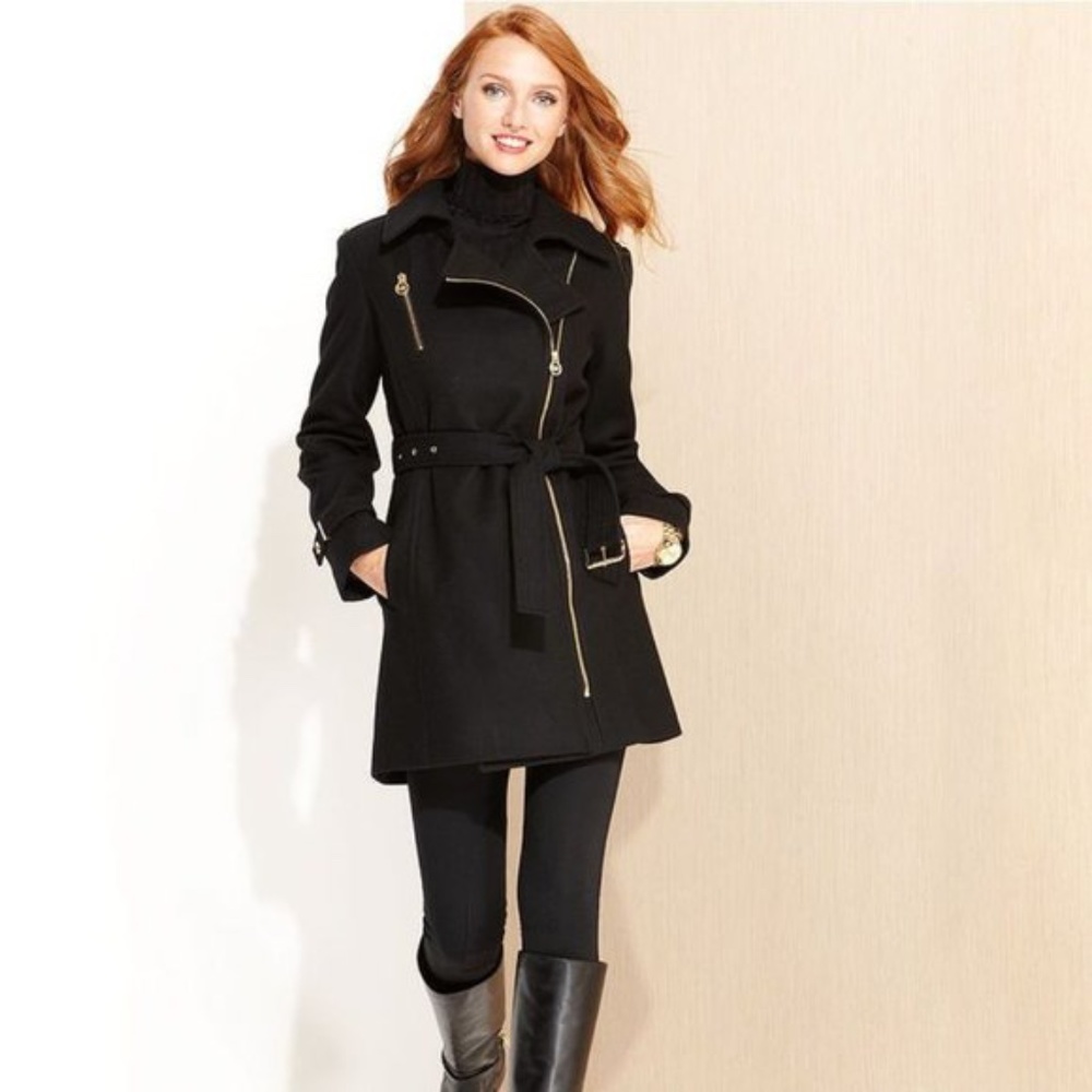 Michael Kors | Asymmetrical Zip Wool Blend Coat